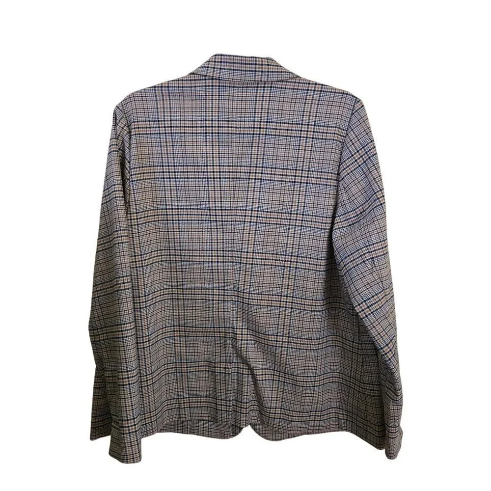 J. Jill Mendocino Plaid Blazer Tigers Eye One Button Closure Lightweight Size M